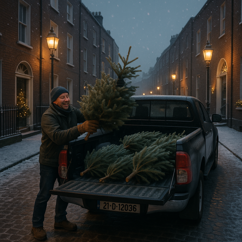argcho christmas tree collection in pickup truck
