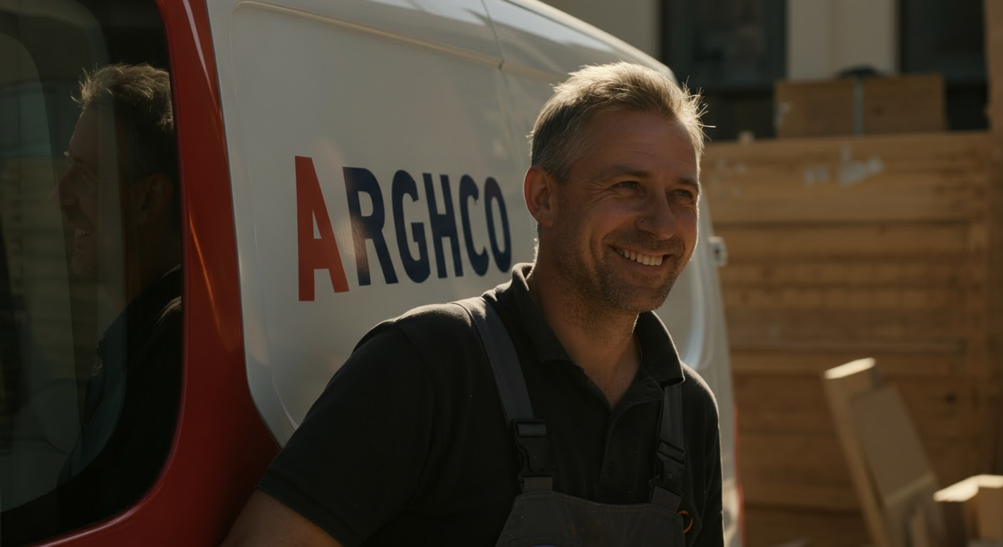 arghco Property Services dublin van with marcus Arghco Property Services Van
